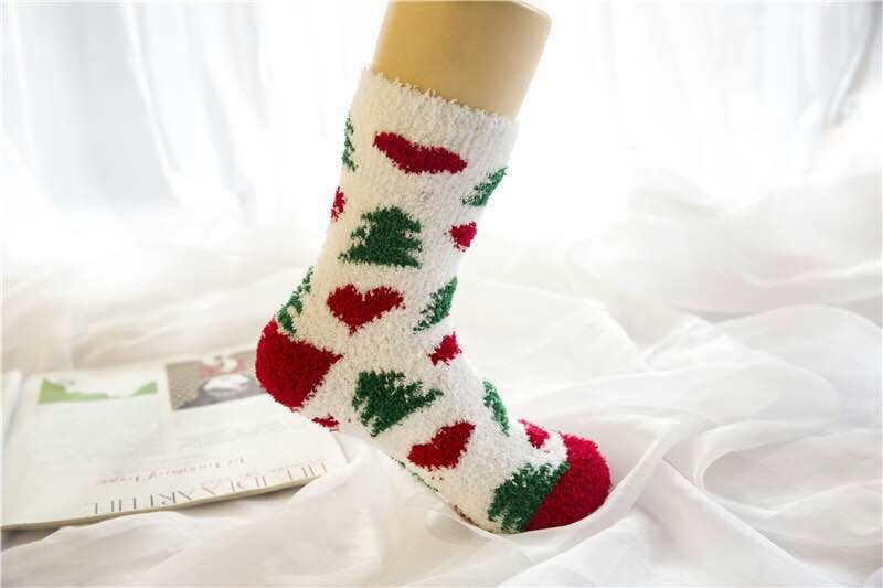 10 Pairs Elk Thick Coral Velvet Christmas Socks Floor Christmas Stocking Bulk Wholesale